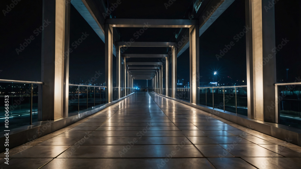 futuristic modern bridge at night futuristic modern bridge at night