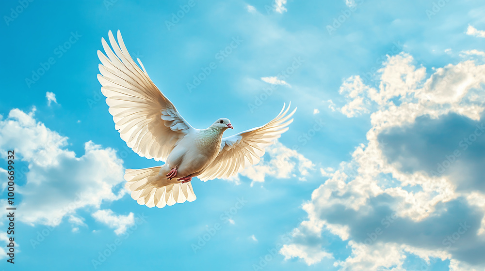 Soaring Towards Peace: A Dove Against the Blue Sky Soaring Towards Peace: A Dove Against the Blue Sky