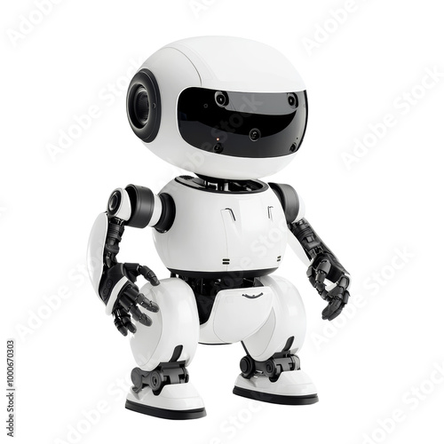 Modern white robot with sleek design and advanced technology, perfect for futuristic concepts and innovative technology themes.