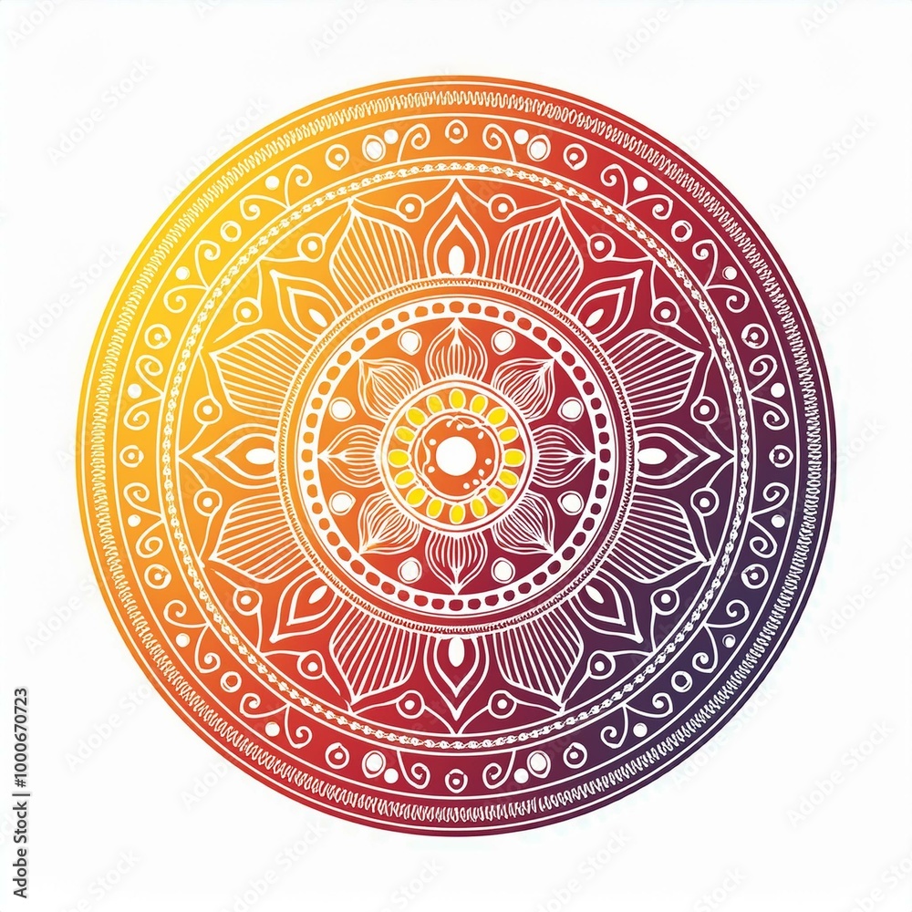 Obraz premium Mandala art design also called rangoli, decorative elements on white background