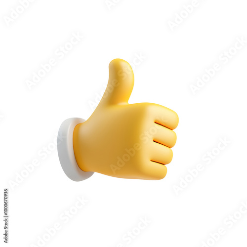 3D emoji hand showing thumbs up gesture, symbolizing approval, agreement, or liking, isolated on white background.