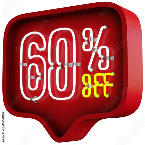 3D Red Balloon With Discount Neon Lamp Sign