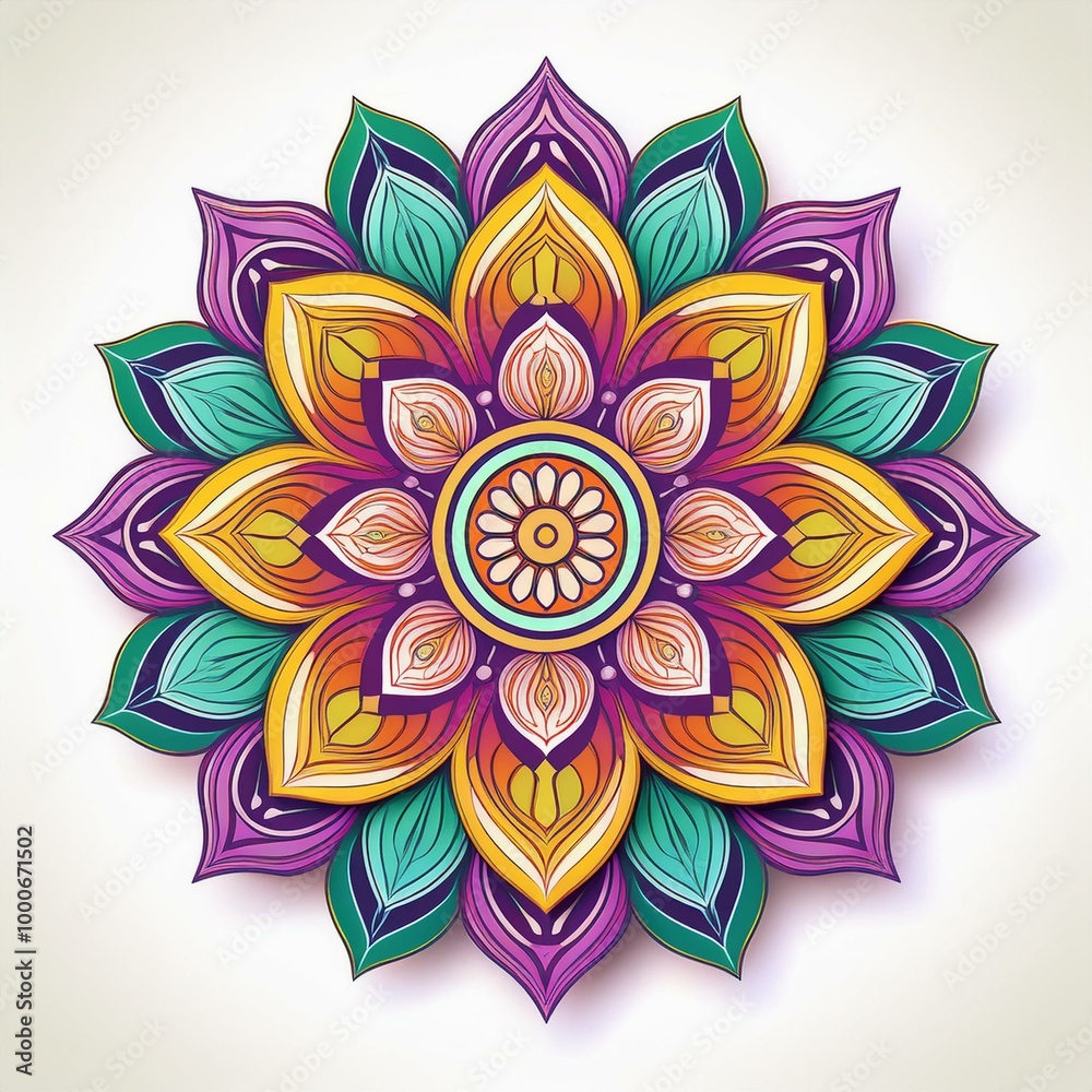 Mandala art design also called rangoli, decorative elements on white background Mandala art design also called rangoli, decorative elements on white background