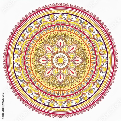 Mandala art design also called rangoli, decorative elements on white background