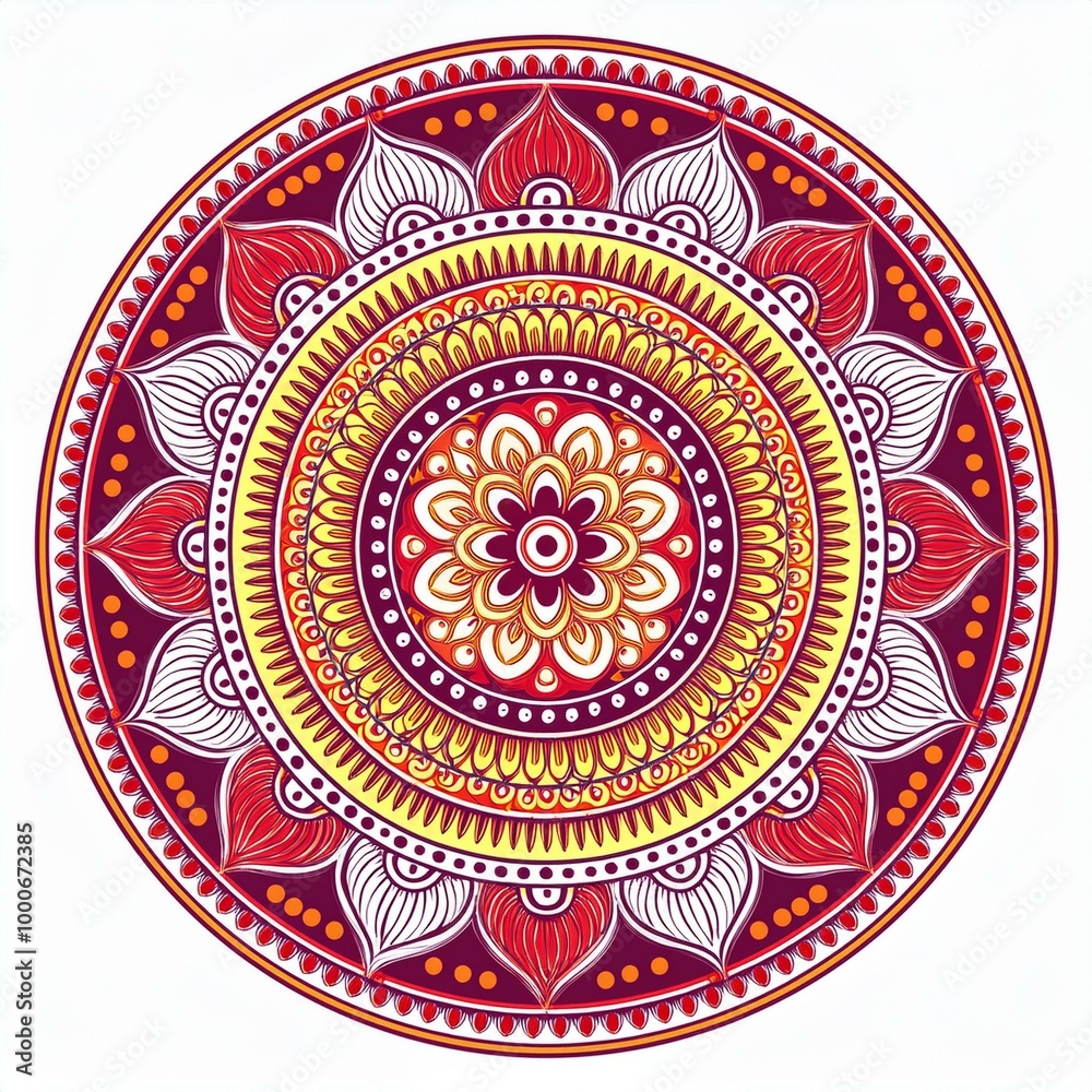 Mandala art design also called rangoli, decorative elements on white background