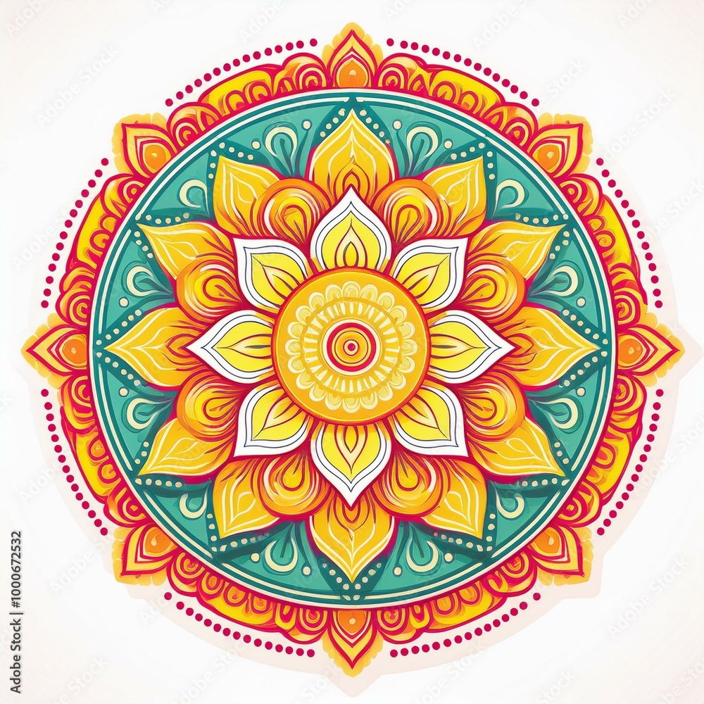 Mandala art design also called rangoli, decorative elements on white background Mandala art design also called rangoli, decorative elements on white background