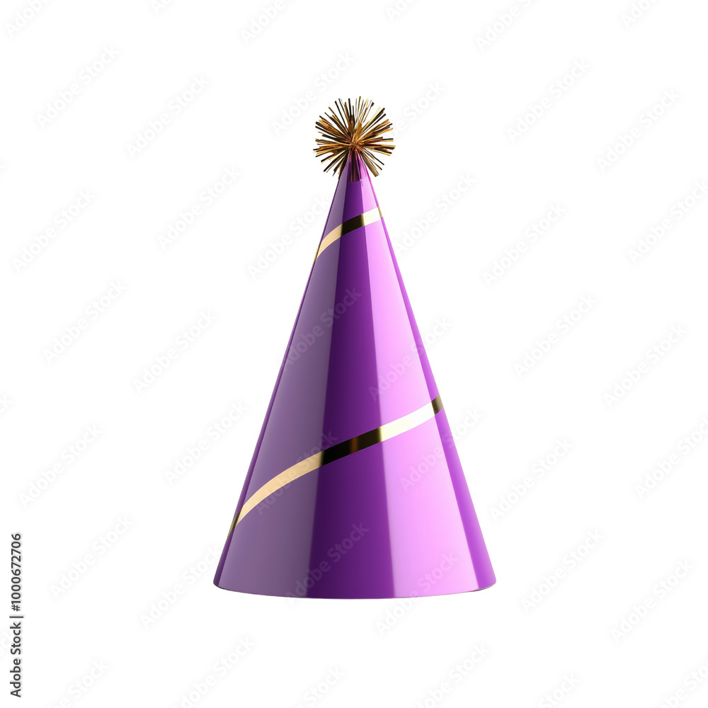 Purple party hat with gold accents, perfect for celebrations, birthdays, and festive events. Vibrant and eye-catching party accessory. Purple party hat with gold accents, perfect for celebrations, birthdays, and festive events. Vibrant and eye-catching party accessory.