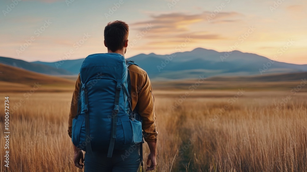 Adventure Seeker in a Vast Natural Landscape Adventure Seeker in a Vast Natural Landscape
