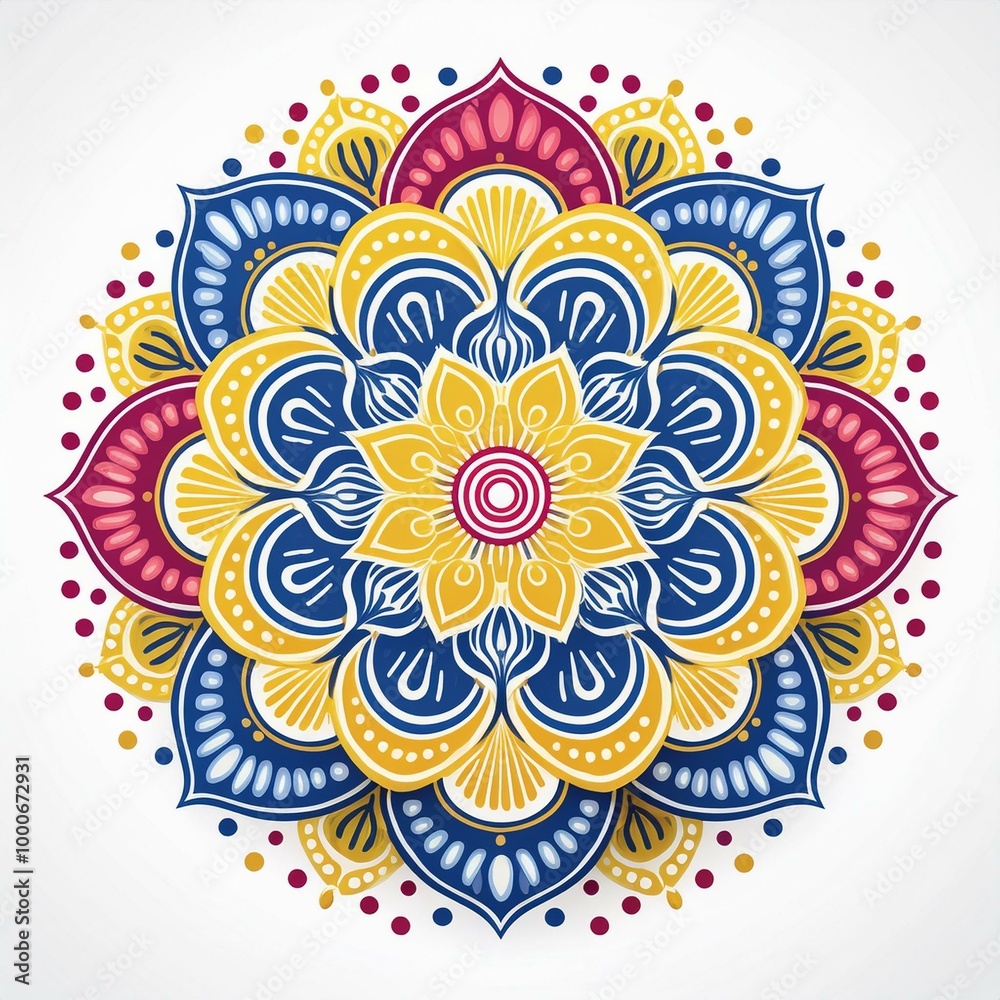 Mandala art design also called rangoli, decorative elements on white background Mandala art design also called rangoli, decorative elements on white background