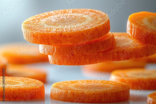 Carrot cut in the middle of a white background.