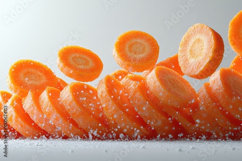 Carrot cut in the middle of a white background.