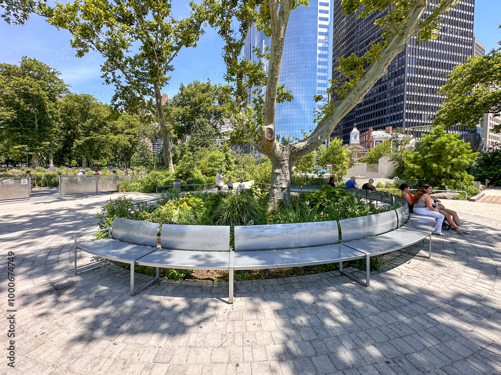 Contemporary playground in the Battery Playscape in the Battery Park in New York City. USA