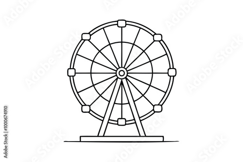 Ferris Wheel Outline Silhouette clipart Vector illustration Transparent White Background