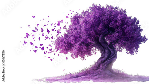 fairytale magic purple tree isolated on transparent white background 