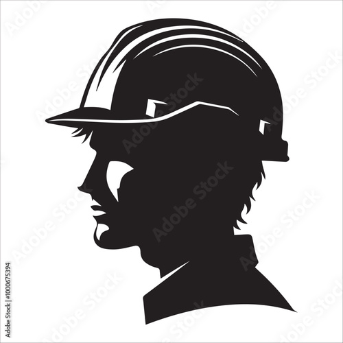 Construction Worker Silhouette - Worker Vector illustration in black and white