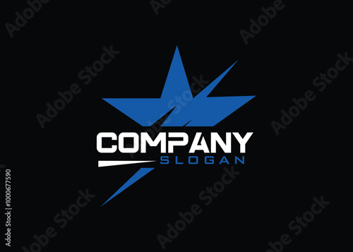 blue star company logo vector Illustration with black background 