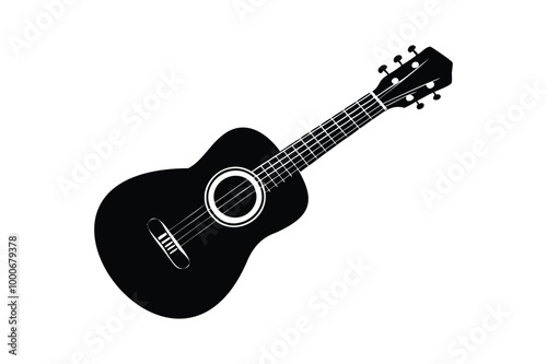 ukulele silhouette vector illustration Transparent White Background