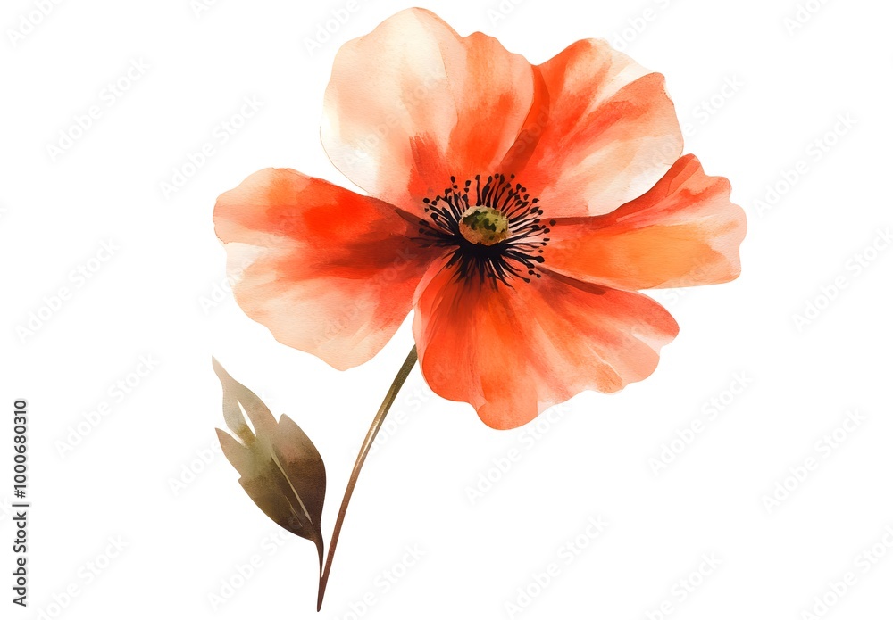Watercolor flower illustration isolated on a white background, simple watercolor clipart cutout, Watercolor flower illustration isolated on a white background, simple watercolor clipart cutout,