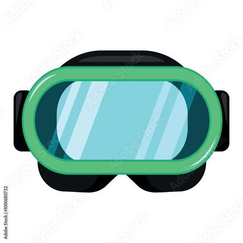 Isolated protective diving mask with transparent face shield on white background for safety during extreme diving