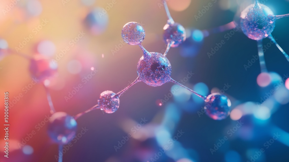 An artistic representation of a molecular structure with vibrant colors and detailed features, ideal for educational use An artistic representation of a molecular structure with vibrant colors and detailed features, ideal for educational use