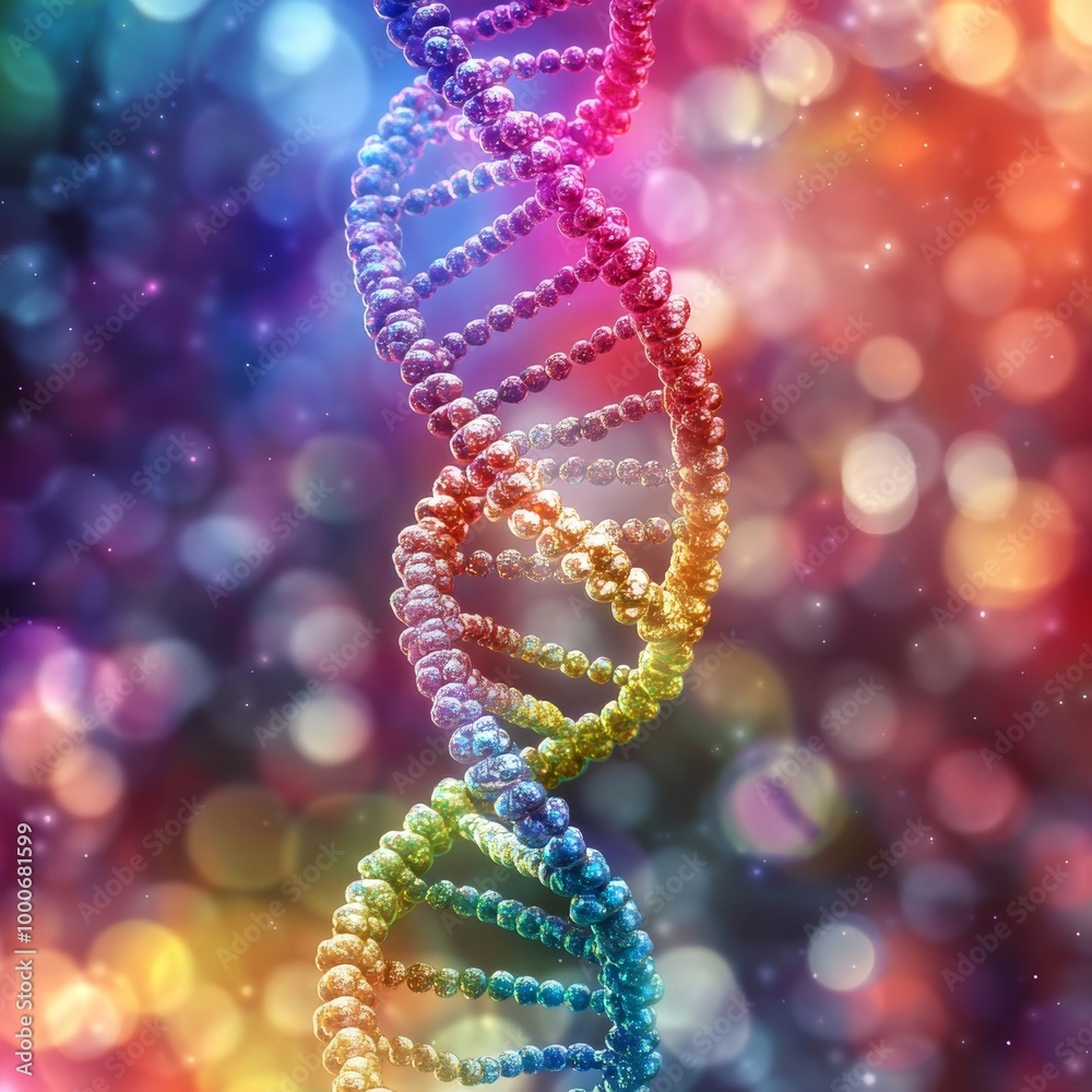 An artistic representation of the human genome as a colorful strand of DNA, emphasizing its importance in genetics and biology An artistic representation of the human genome as a colorful strand of DNA, emphasizing its importance in genetics and biology