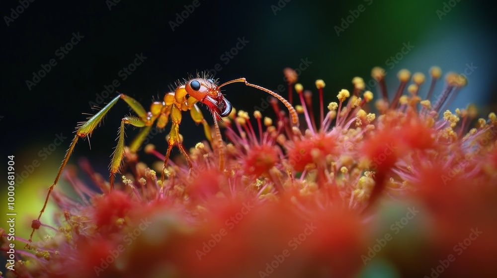 The power of weaver ant,Oecophylla lift Leucaena glauca flower The power of weaver ant,Oecophylla lift Leucaena glauca flower