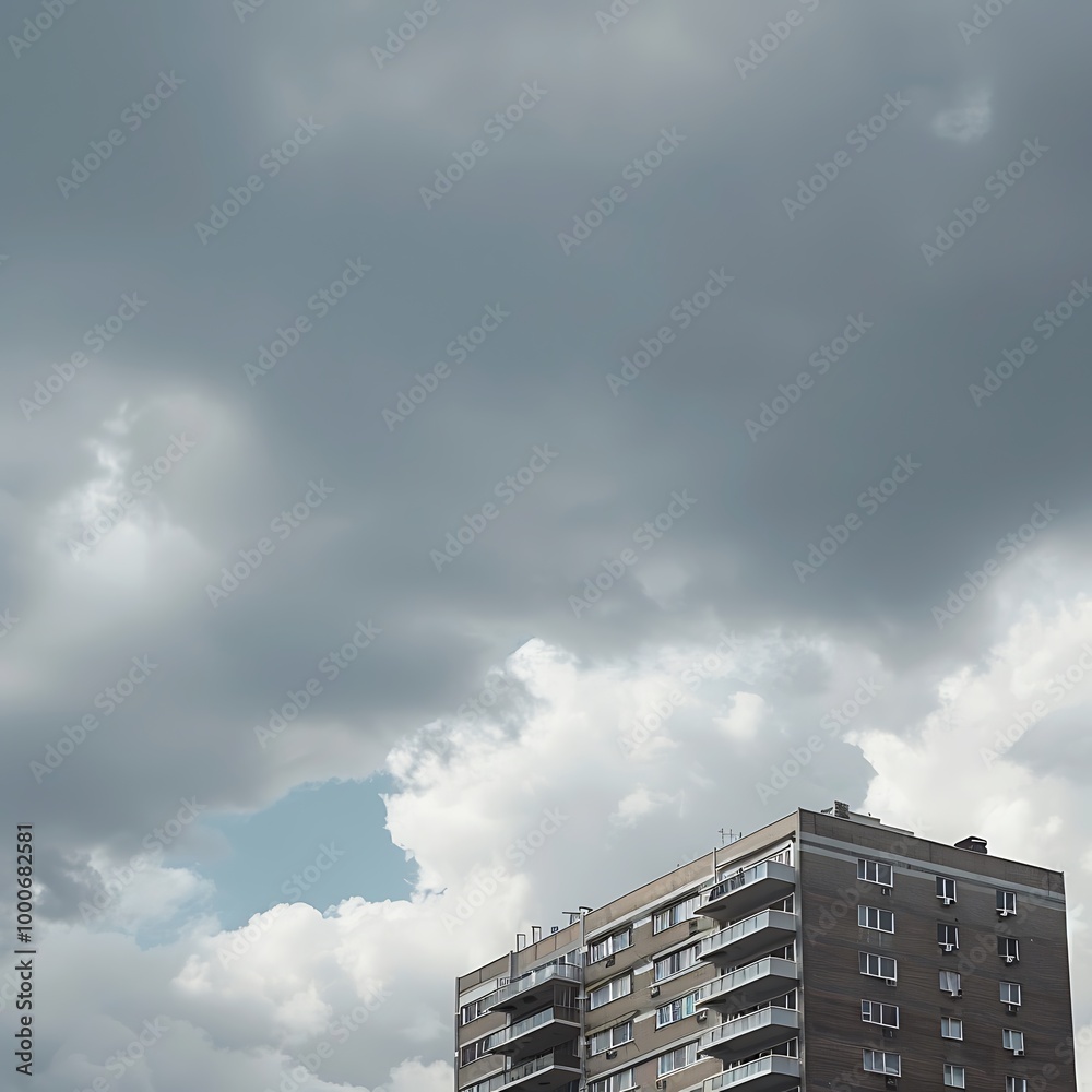 Fototapeta premium Modern apartment buildings on a sunny day with a blue sky.