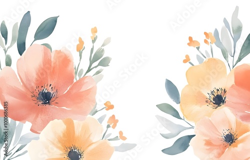 Watercolor flowers, a floral bouquet in pastel colors, isolated on a white background. Hand-drawn watercolor painting illustration, 