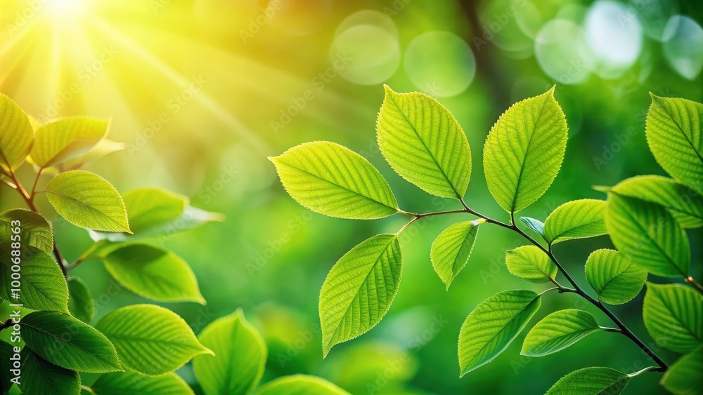 Green leaves glowing in the morning light, showcasing the beauty of nature, nature, spring, summer, green, leaves, illuminated