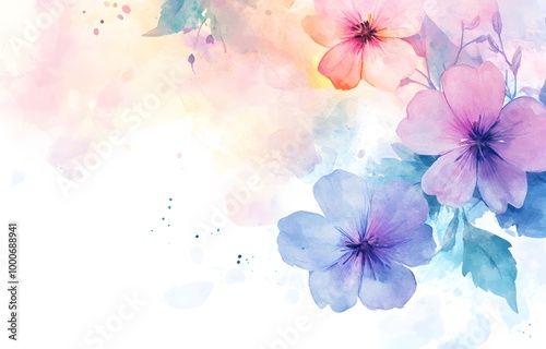 Watercolor flower clip art, white background, cute, simple design, vector illustration, watercolor, 