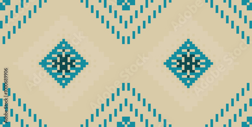 Palestinian Traditional Indian Melodic Patternfolk Embroidery, Aztec Geometric Ornament Print. Design for Carpet, Wallpaper, Clothing, Wrapping, Fabric