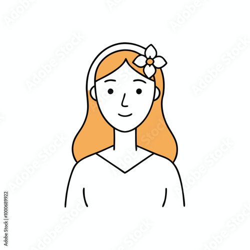 Floral Hair Woman Vector Art.