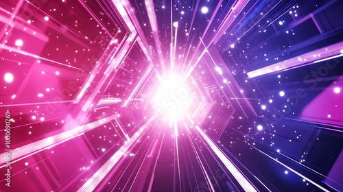 Abstract digital background with glowing lines and bright light in the center.