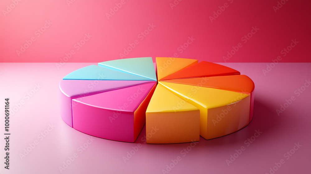Obraz premium Colorful pie chart segments on a vibrant background, ideal for design and presentation purposes.