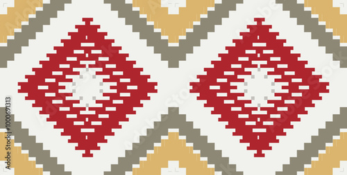 Geometric Pattern Traditional Blouse Patternfolk Embroidery, Aztec Geometric Ornament Print. Design for Carpet, Wallpaper, Clothing, Wrapping, Fabric