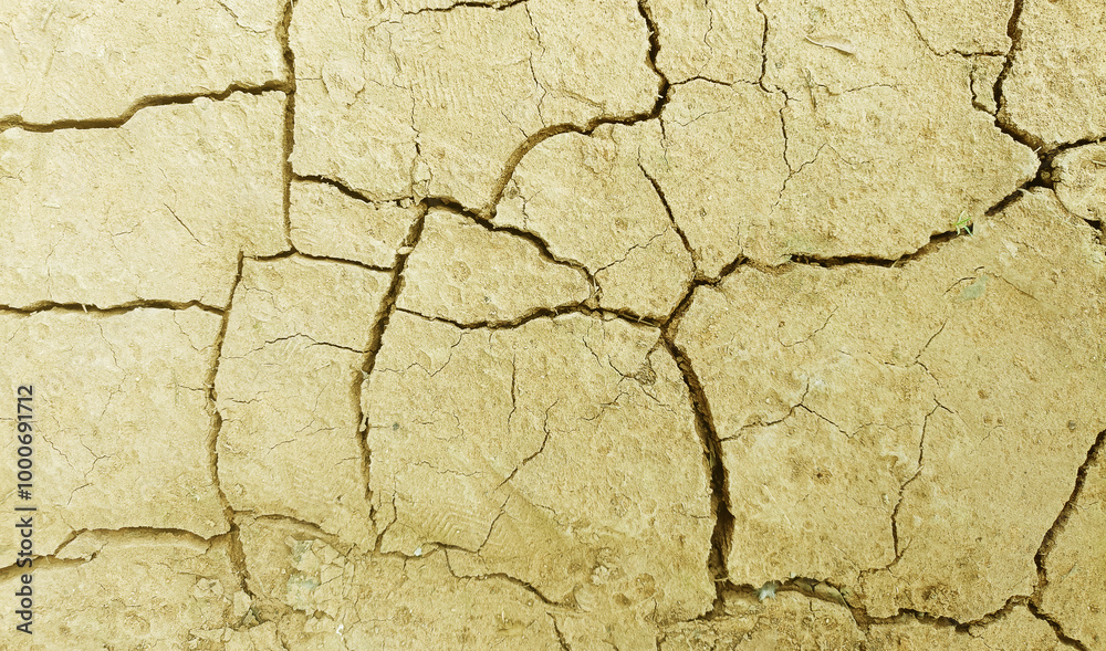 Obraz premium The ground has cracks in the top view for the background or graphic design