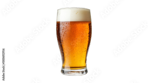 glass with beer isolated on white transparent background 