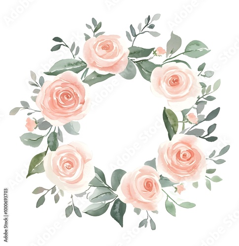 Watercolor floral bouquet, peonies and roses with eucalyptus leaves, pink flowers in a flat style on a white background,