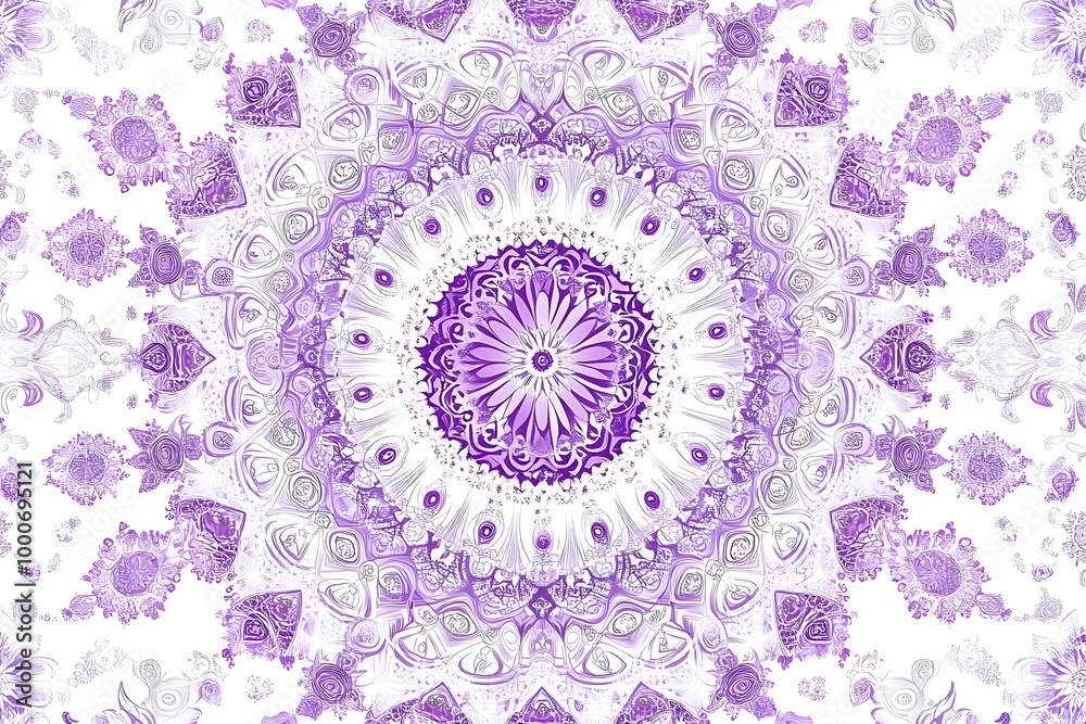 Obraz premium Indian floral paisley ornament. Ethnic Mandala flower print. Henna tattoo style. Festive colorful design element isolated