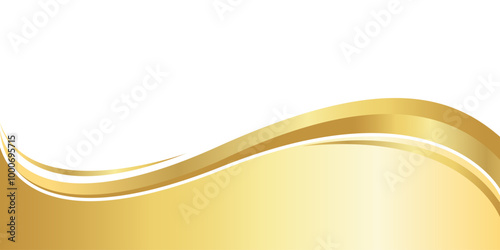 gold gradient for banner, golden wavy shape, gold wave curve on white background, golden wave corner shape for banner, stripes ribbon golden graphic, striped gold radient luxury