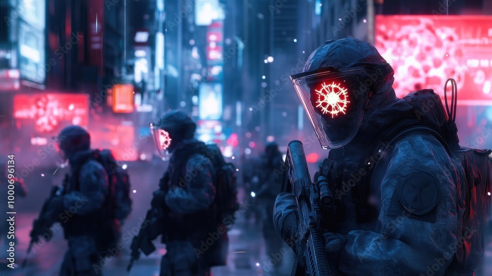 Cyberpunk Soldiers in Neon City Cyberpunk Soldiers in Neon City