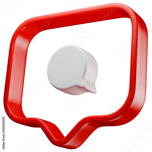 3D Hollow Red Balloon With White Speech Balloon Shape