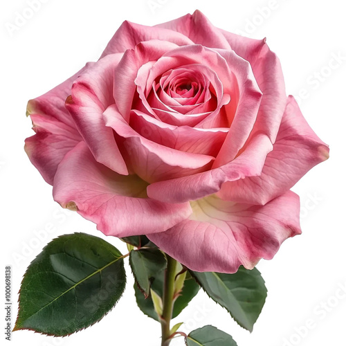 Pink rose isolated on white and transparent background