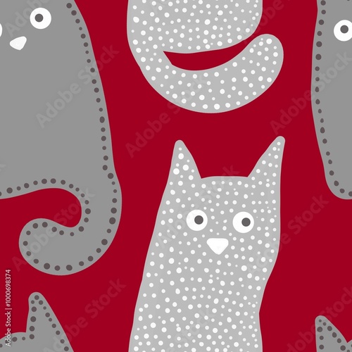 cat seamless pattern background fabric fashion design print wrapping paper digital illustration art texture textile wallpaper colorful apparel image 