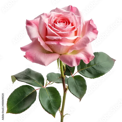 Pink rose isolated on white and transparent background