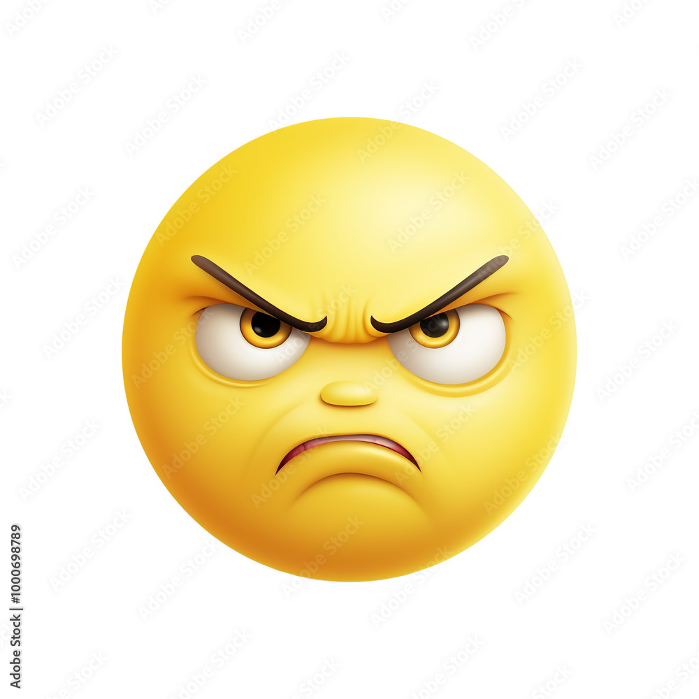 Fototapeta premium Sad Face Emoji with Droopy Eyes, Isolated on Transparent Background