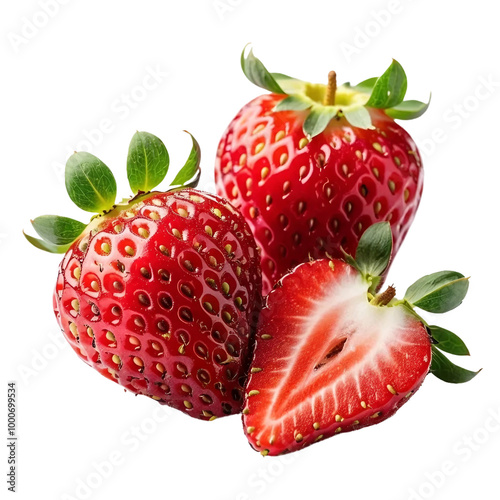 Strawberries isolated on white and transparent background