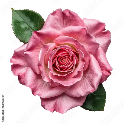 Pink rose isolated on white and transparent background