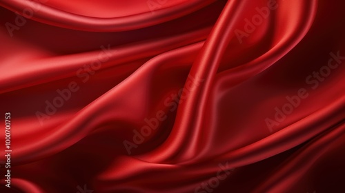 Elegant Red Satin Fabric Texture Background