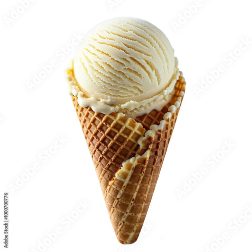 Ice cream cone isolated on white  and transparent background